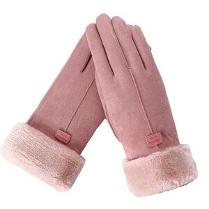🆕Women's Pink  Winter Warm Touch Screen Thick Mittens Lady Outdoor Gloves